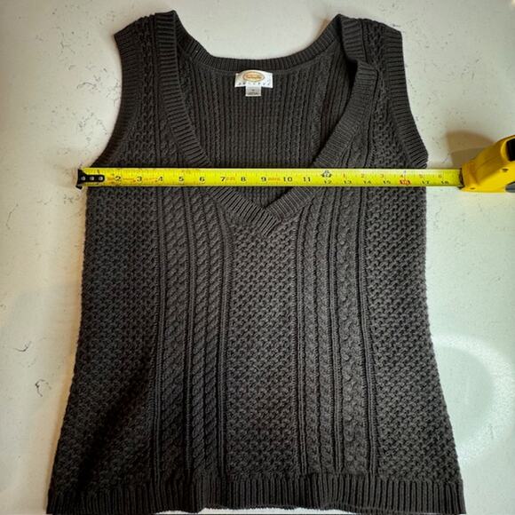 Talbots Petites Brown Cable Knit Vest Sz Medium - Picture 9 of 11